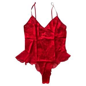 Victoria's Secret Burnout Red Burnout Satin Teddy, S
